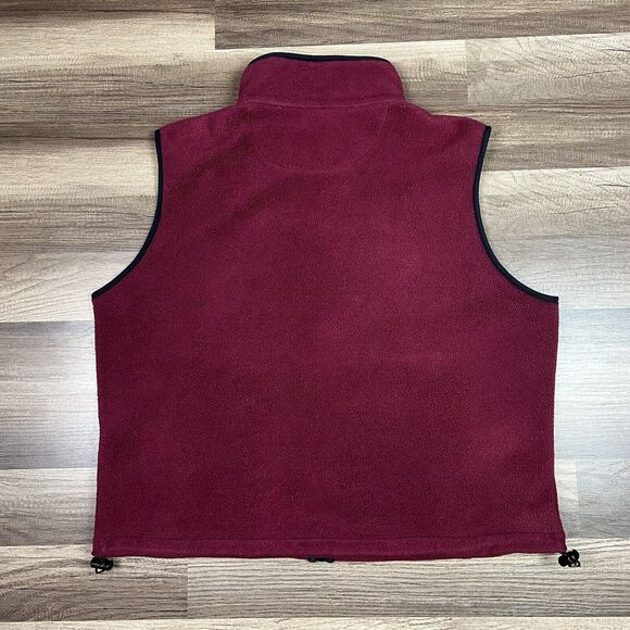VTG Eddie Bauer Vest Men Medium Red Fleece High Neck Full Zip Sleeveless Pockets - Picture 2 of 10
